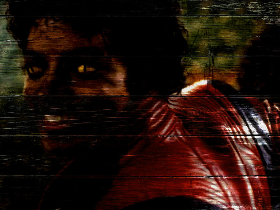 Michael Jackson Thriller on Wood Wall Mixed Media by Brian Reaves