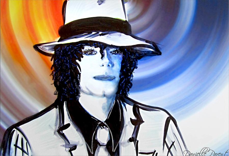 Hat Painting - Michael Jackson White Fedora Alcohol Inks by Danielle  Parent
