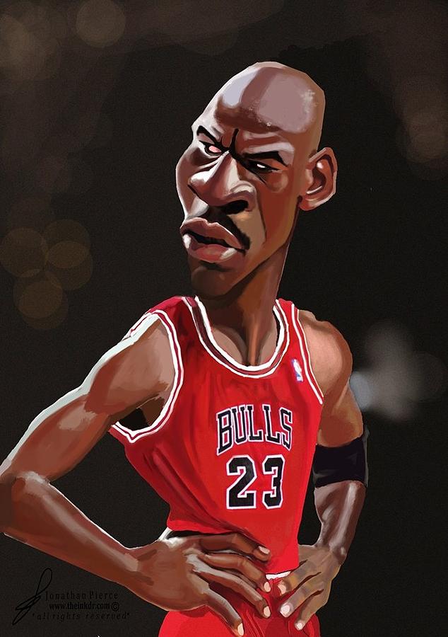 Michael Jordan Caricature Painting by Jonathan Pierce