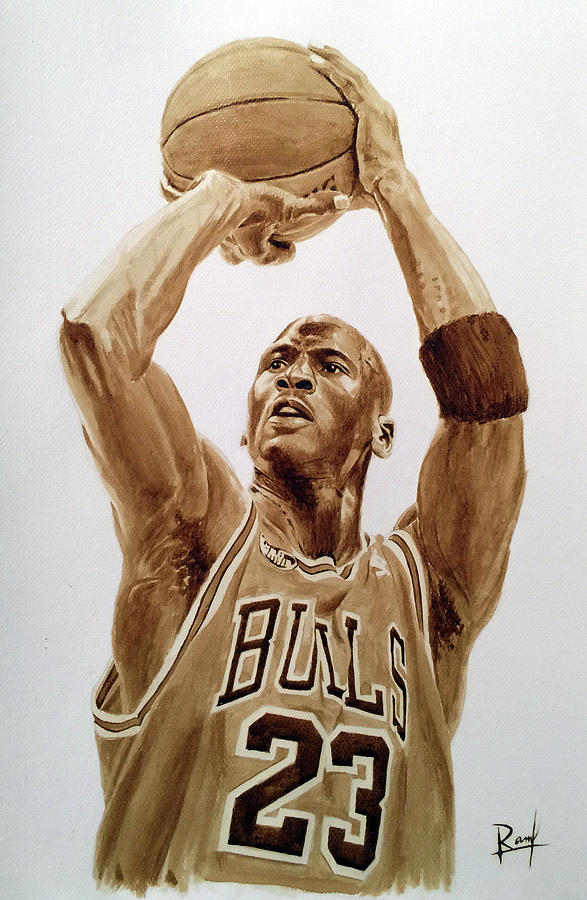 Michael Jordan Coffee Painting Painting by Ross Angelo Mendoza | Fine ...