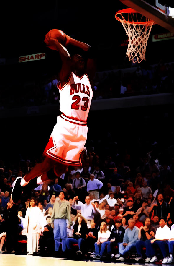 Michael Jordan In Flight 7c Painting by Brian Reaves