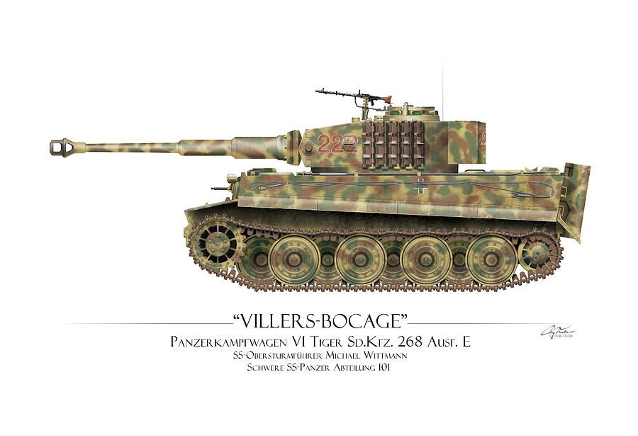 Michael Wittmann Tiger Tank - White Background Digital Art By Craig Tinder