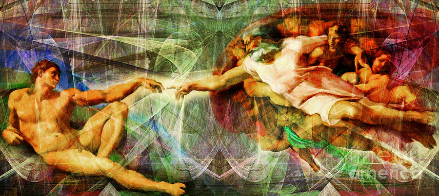 Michelangelo The Creation of Adam in Abstract Space 20150622 Photograph by Wingsdomain Art and Photography