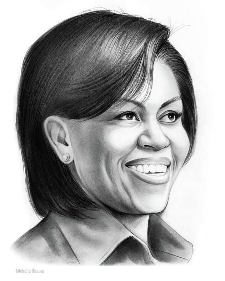 Barack Obama Drawing - Michelle Obama by Greg Joens