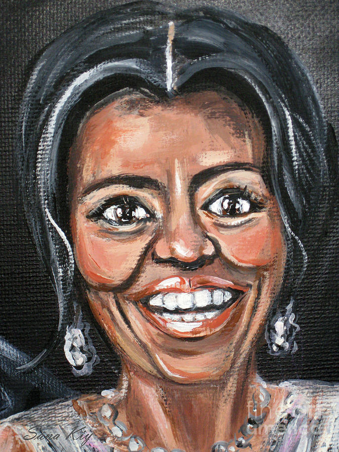 Michelle Obama. Portrait. Painting Painting by Oksana Semenchenko