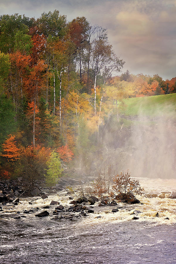 Michigamme Falls Portrait of Autumn Colors Photograph by Gwen Gibson