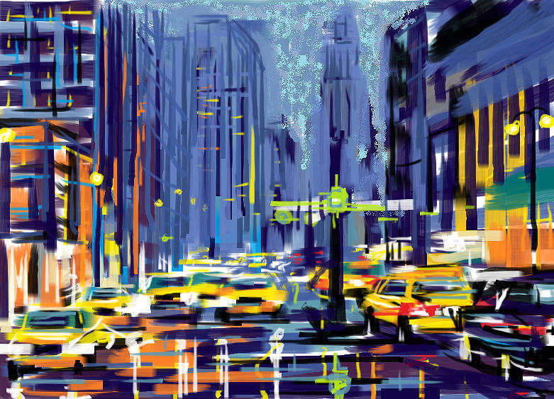 Chicago Painting - Michigan Avenue Traffic by Ken Wilson