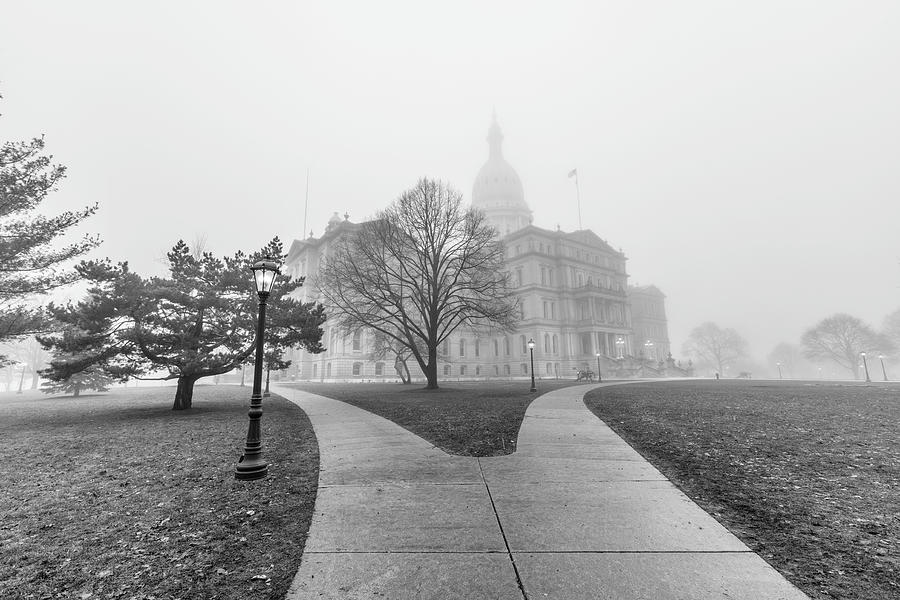 Michigan Capitol and Sidewalk  Photograph by John McGraw