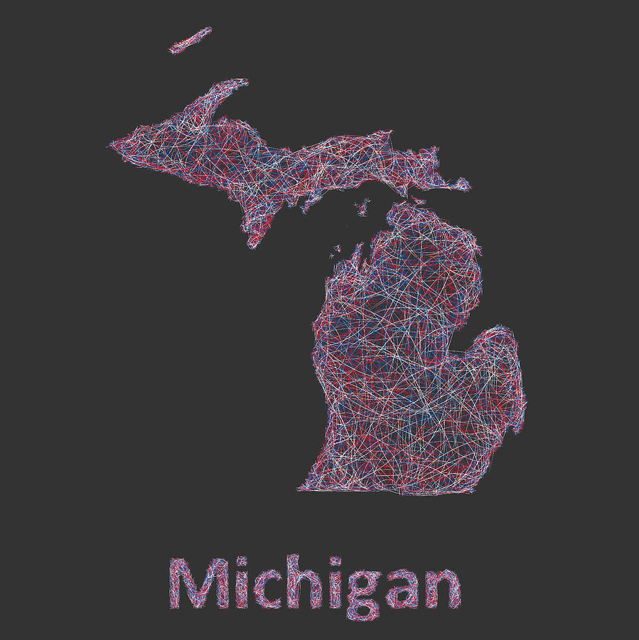 Michigan Map Digital Art - Michigan map by David Zydd