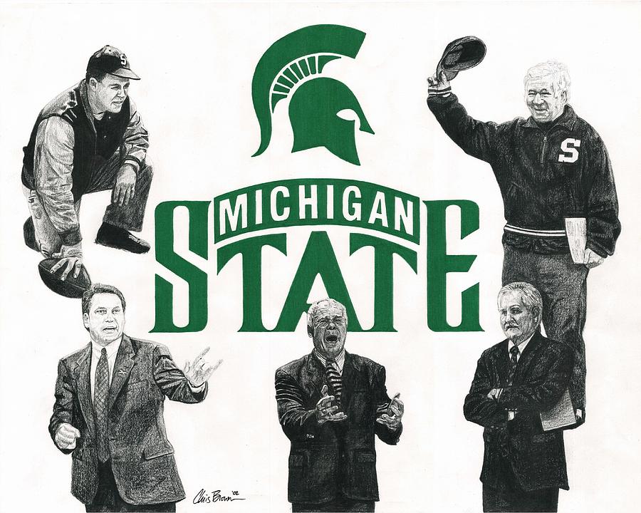 Michigan State Coaching Legends Drawing by Chris Brown