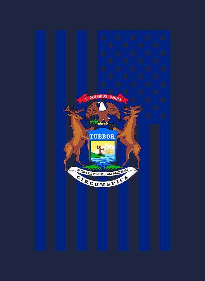 Michigan State Flag Graphic USA Styling Digital Art by Garaga Designs