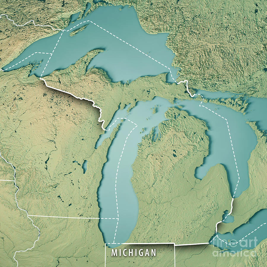 Topographic Map Of Michigan Lakes - Map of world