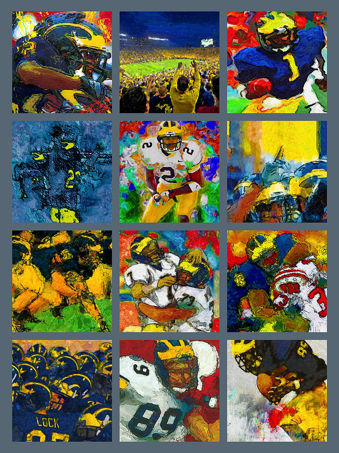 University Of Michigan Painting - Michigan Wolverines Football Two Collage by John Farr