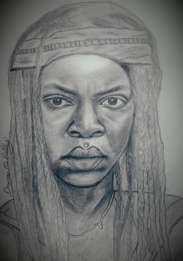 Michonne- The Walking Dead Drawing by Deanna Reilly