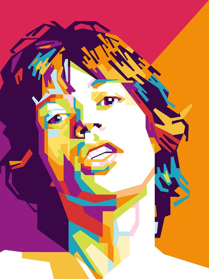 Mick Jagger Digital Art - Mick Jagger Pop Art WPAP by Gilang Bogy