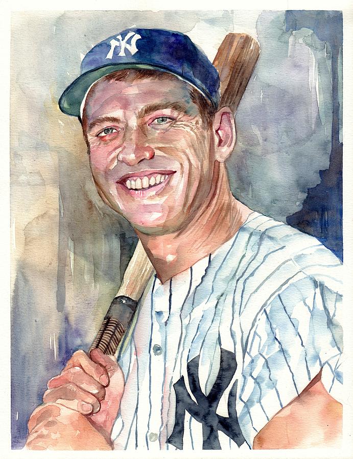 Mickey Mantle Painting - Mickey Mantle portrait by Suzann Sines