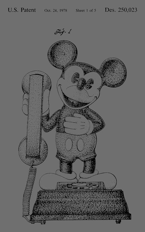 Mickey Mouse Novelty Phone Patent 1978 Photograph by Chris Smith