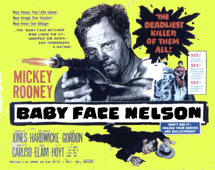 Mickey Rooney Baby Face Nelson lobby card 1957 color added 2015 Photograph by David Lee Guss