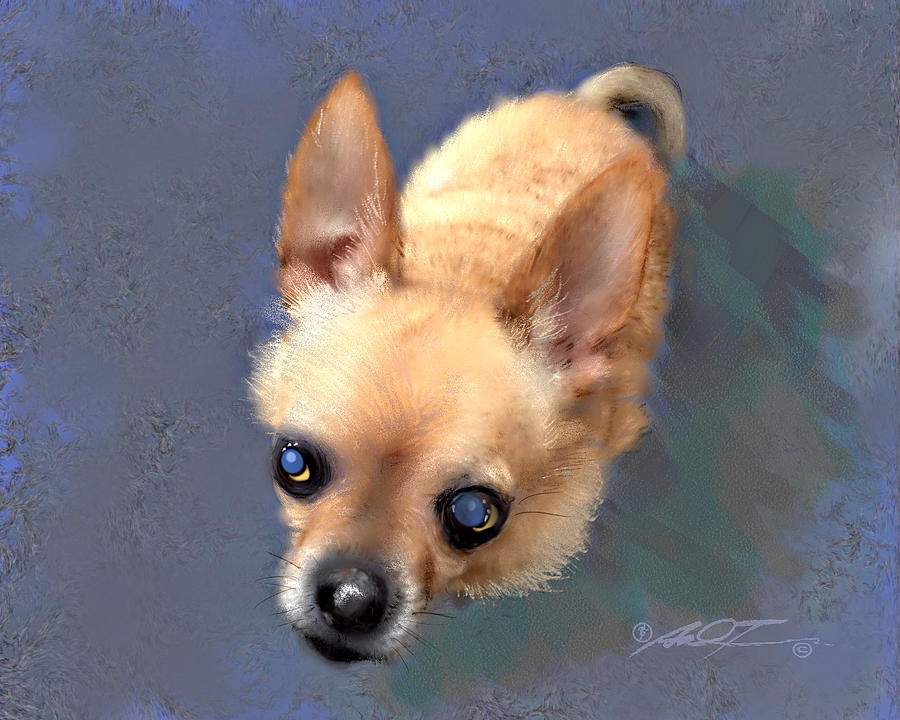 Mickey the Rescue Dog Painting by Dale Turner