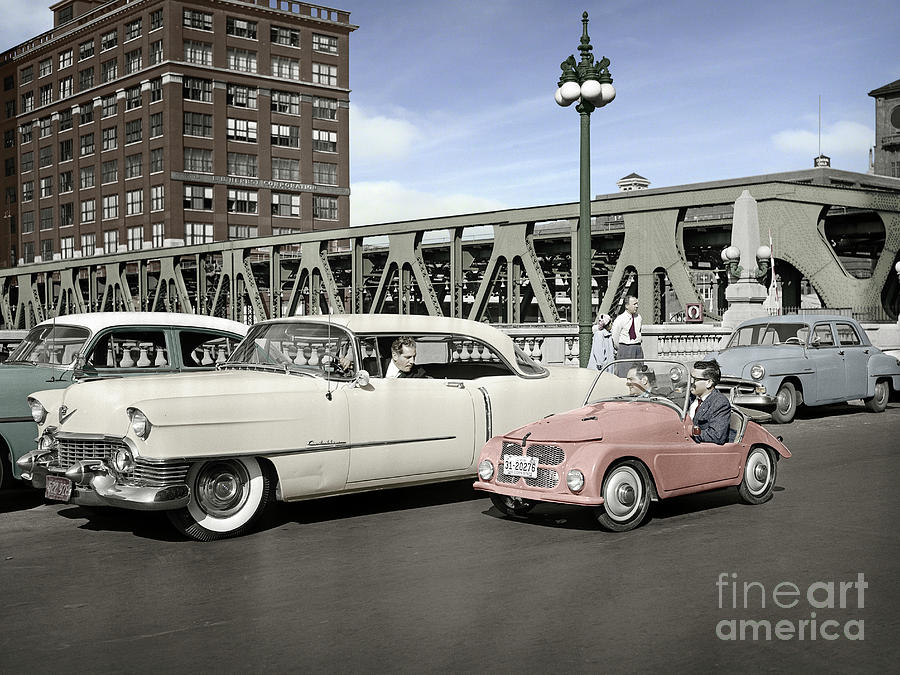 Micro Car and Cadillac Photograph by Martin Konopacki Restoration