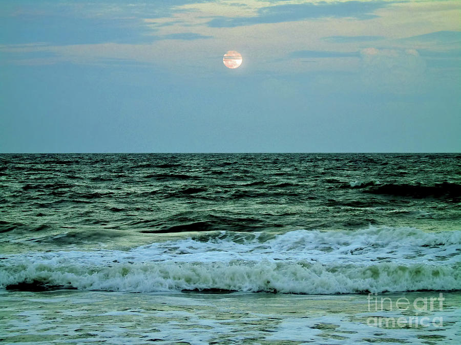 Micro Moon At The Ocean Photograph by D Hackett