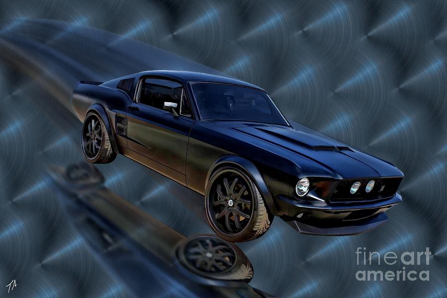 Fastback Digital Art - Microsoft Mustang by Tommy Anderson