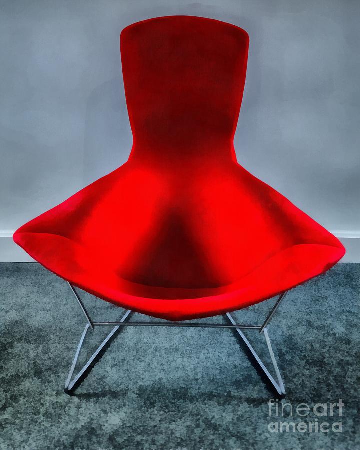 Mid Century Modern Red Chair Painting by Edward Fielding