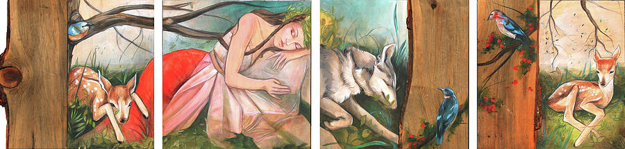 Wolves Painting - Mid-Summers Day Dream by Jacqueline Hudson