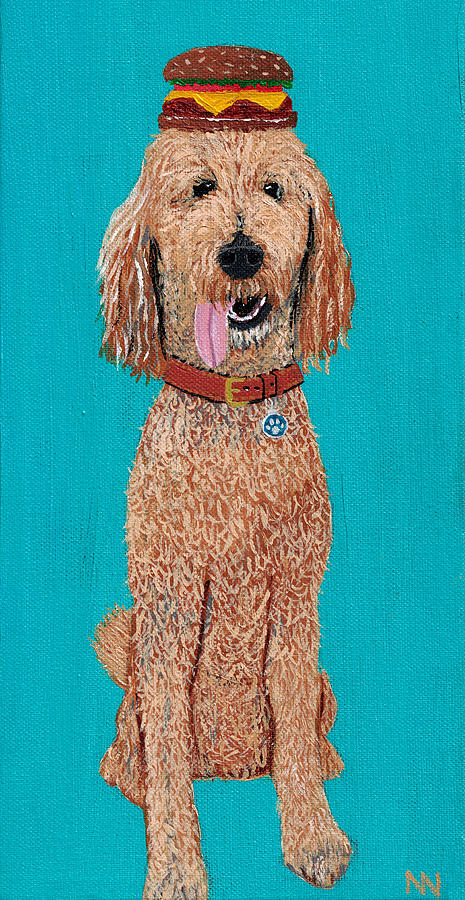 Goldendoodle Painting - Midas - Cheeseburger by Nick Nestle