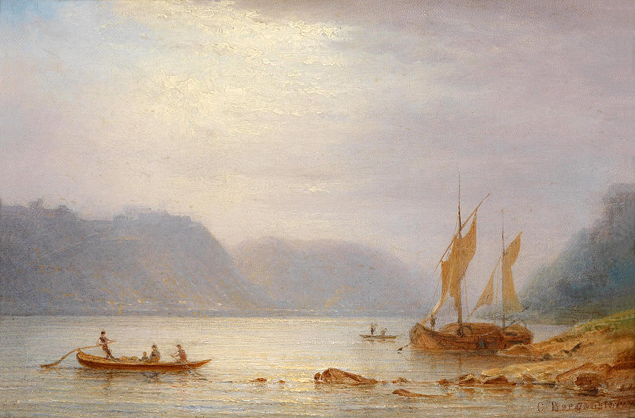 Midday Sun at St. Goarshausen Painting by Carl Morgenstern