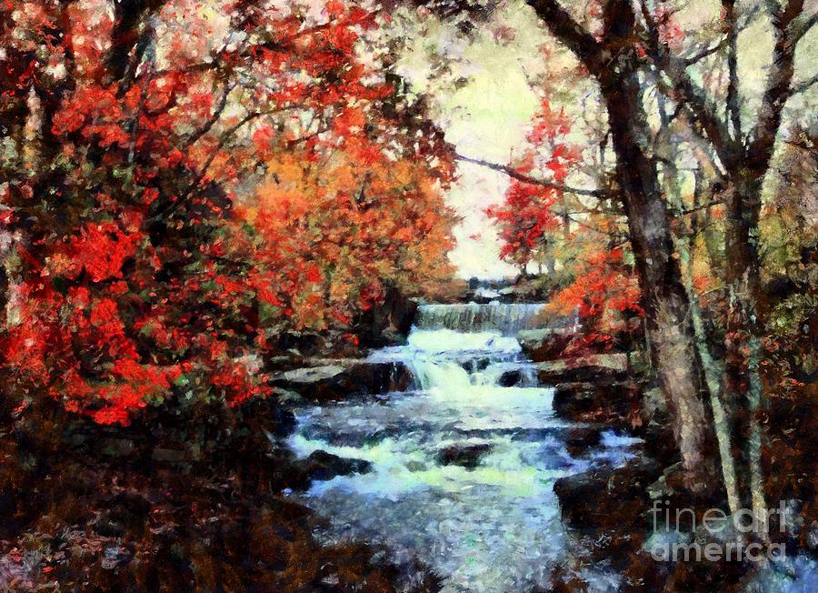 Middle Creek Mill Falls Mixed Media by Janine Riley