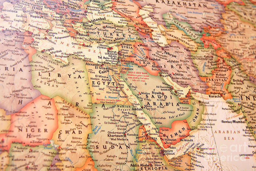 Middle East Map Photograph