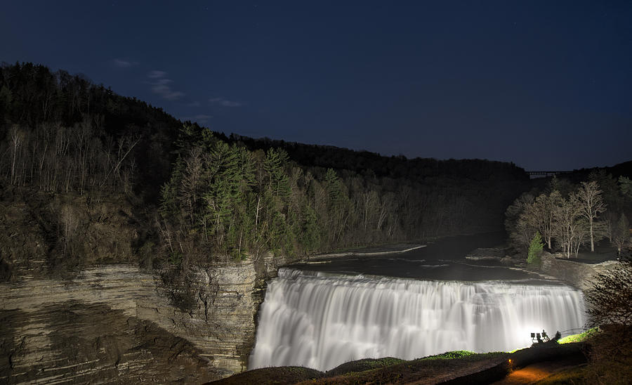 Middle Falls At Night 2 Photograph by Mark Papke