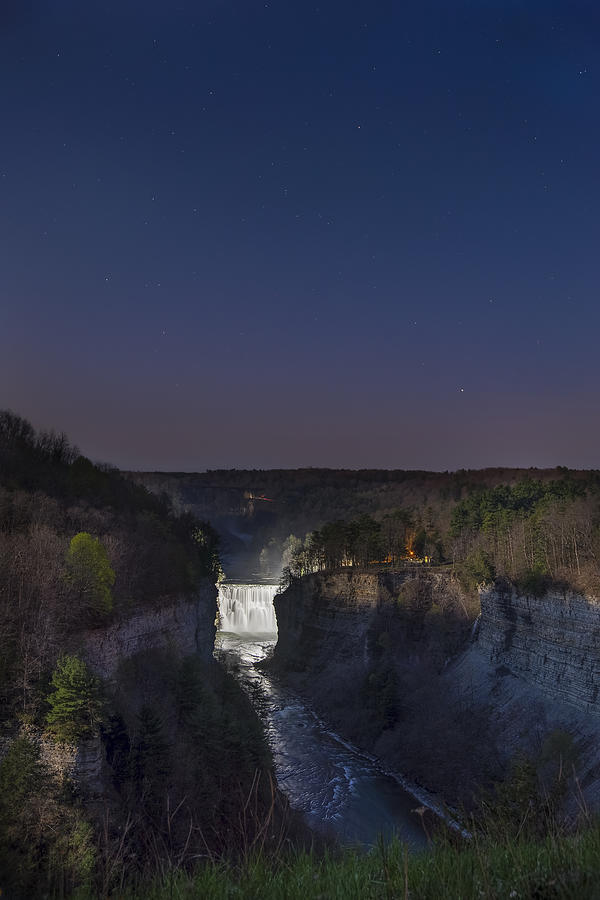 Middle Falls At Night Photograph by Mark Papke