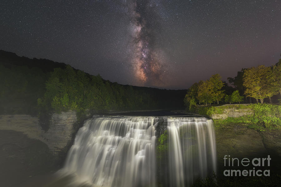 Middle Falls Milky Way Galaxy Photograph by Michael Ver Sprill