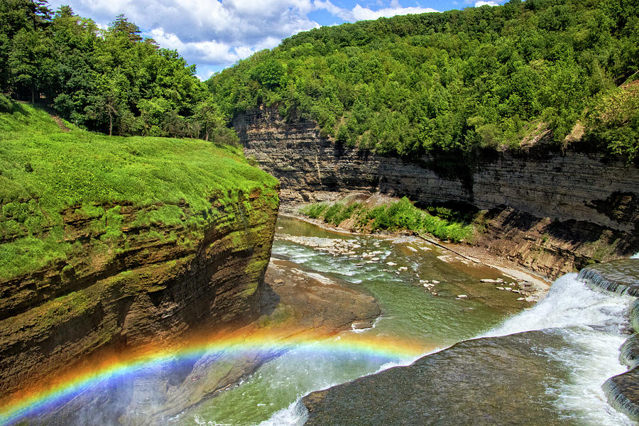 Middle Falls Rainbow in Letchworth Photograph by Carolyn Derstine