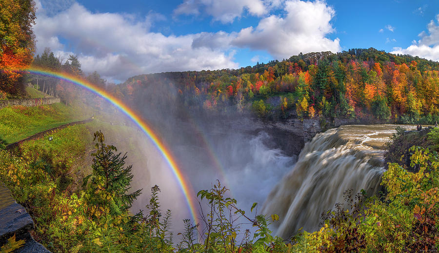 Middle Falls Rainbow Photograph by Mark Papke