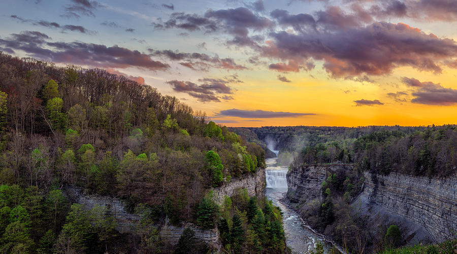 Middle Falls Sunset Photograph by Mark Papke