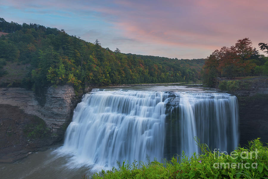 Middle Falls Sunset  Photograph by Michael Ver Sprill