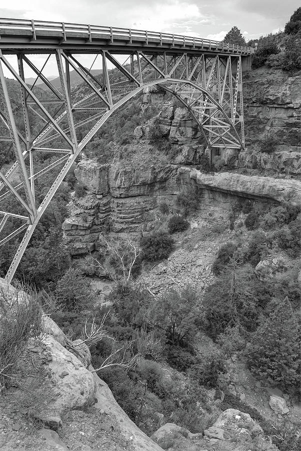 Midgley Bridge - Oak Creek Canyon in Sedona Arizona Black White Photograph by Gregory Ballos