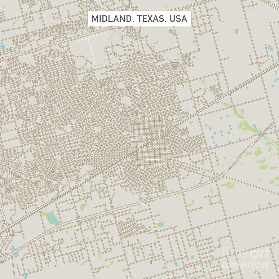 Midland Texas US City Street Map Digital Art by Frank Ramspott