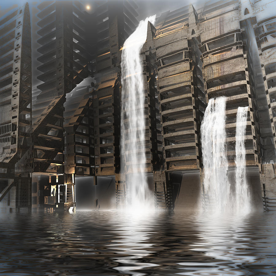 Midnight at the Dam Digital Art by Hal Tenny