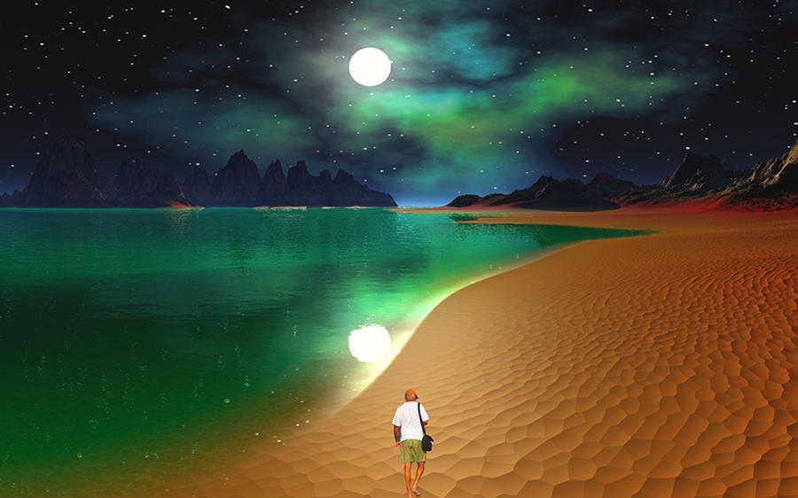 Midnight Beach Walk - Sea of Cortezz Digital Art by David Jackson Midnight Beach Walk - Sea of Cortezz Digital Art by David Jackson
