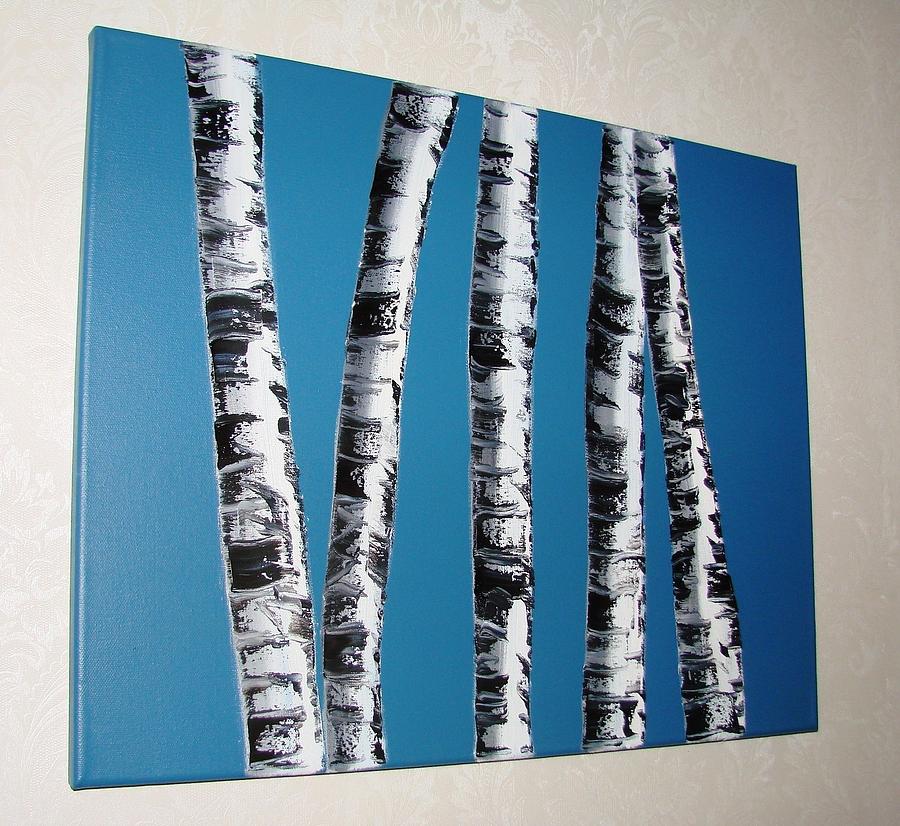 Midnight Blue Birches Painting by James Lagasse - Fine Art America