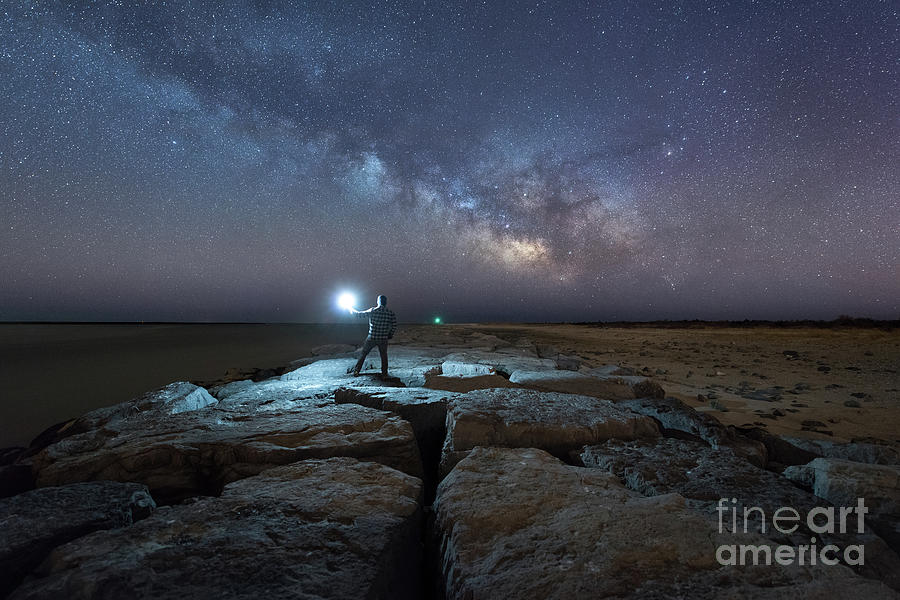 Midnight Explorer at the Barnegat Jetty  Photograph by Michael Ver Sprill