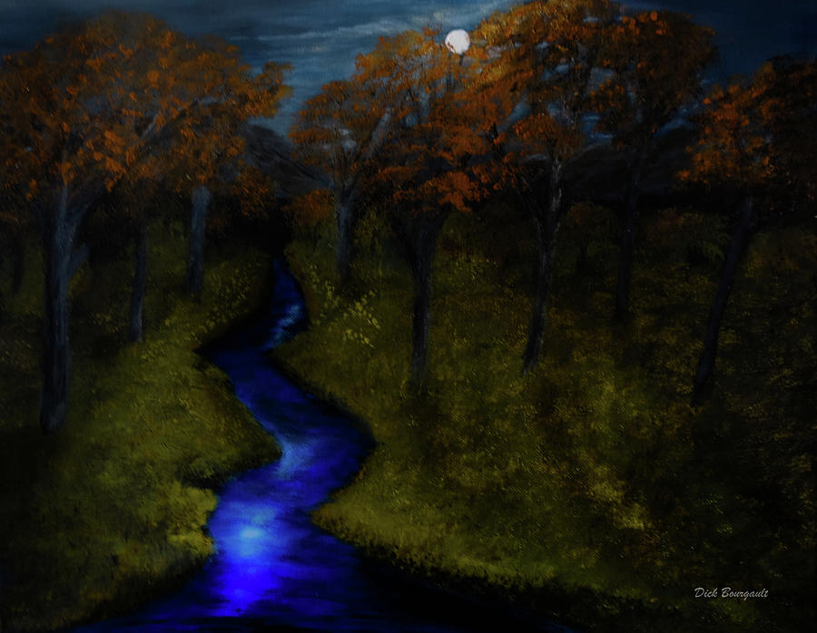 Midnight Forest Painting by Dick Bourgault