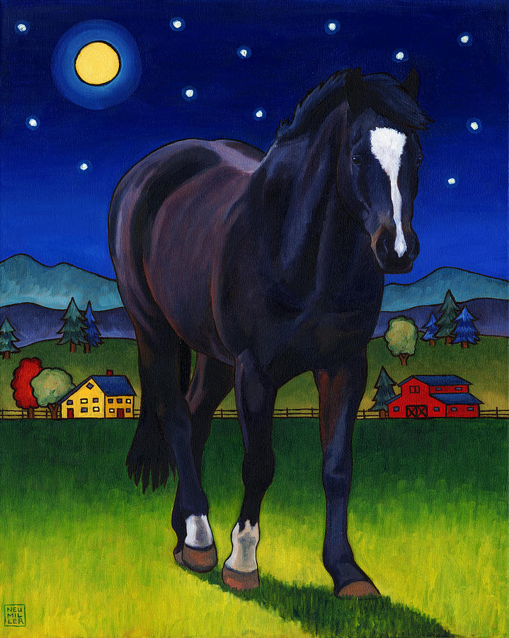 Midnight Horse Painting by Stacey Neumiller