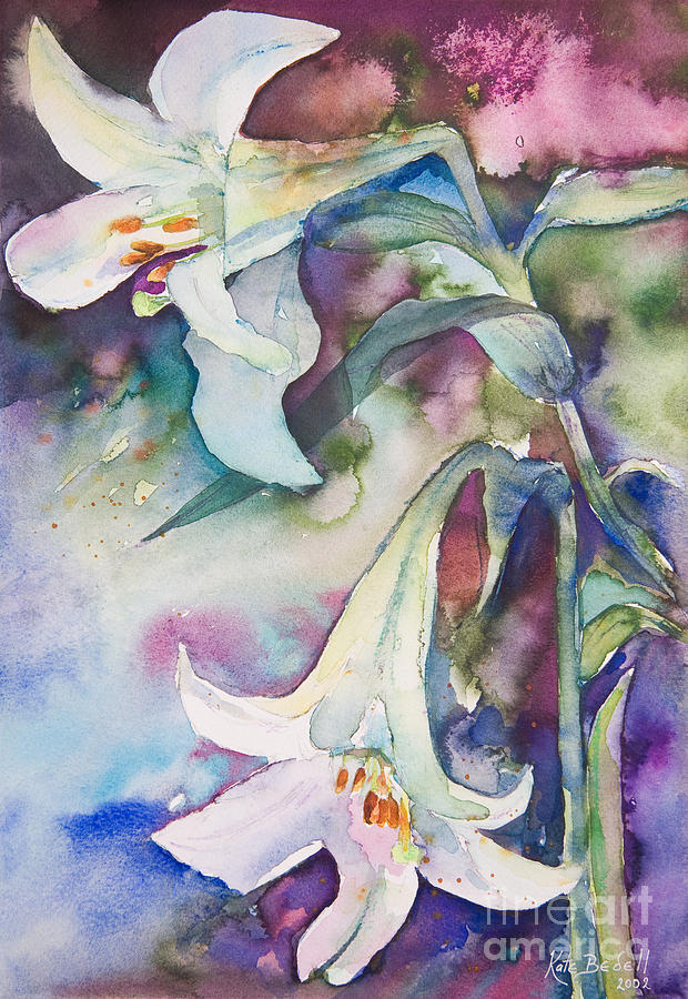 Midnight Lilies Painting by Kate Bedell