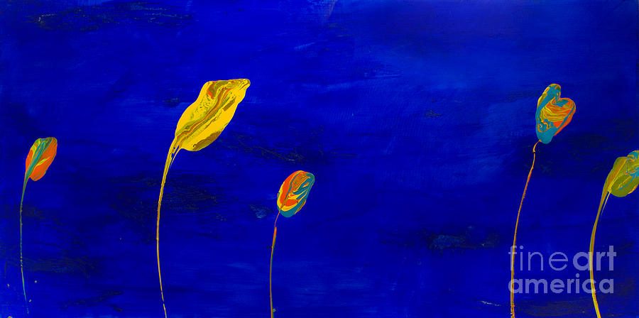 Flower Painting - Midnight Lollipop Flowers  by Laura Warburton