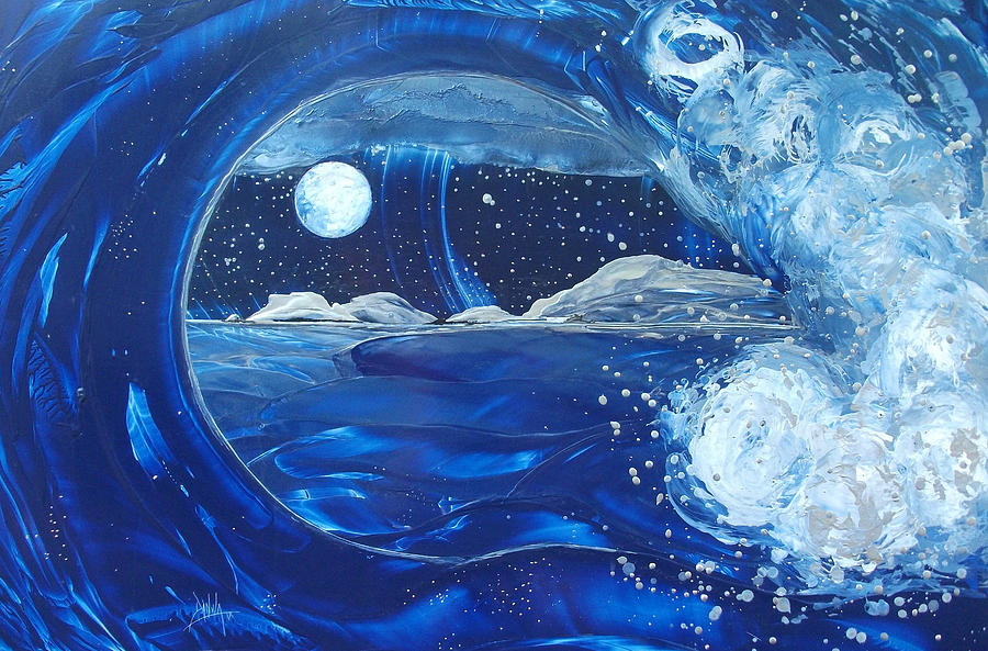 Mountain Painting - Midnight Moon by Danita Cole